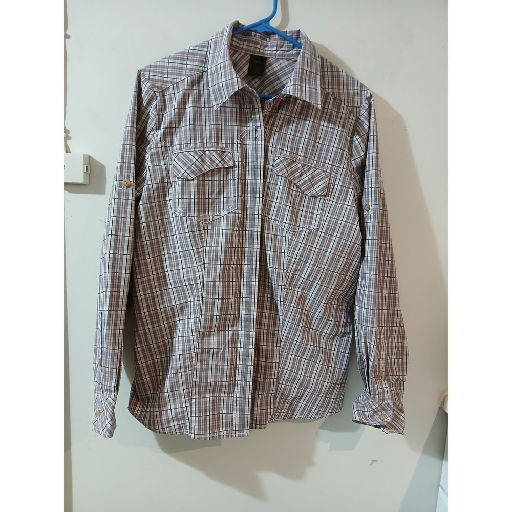 REI XL  Womens Plaid Button‎ Up Shirt Long Sleeve Casual Outdoor Adventure